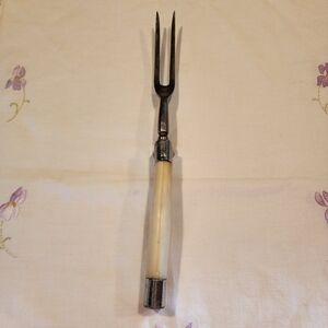 Vintage Federal Cutlery Stainless Steel Carving Fork with Cream Bakelite Handle